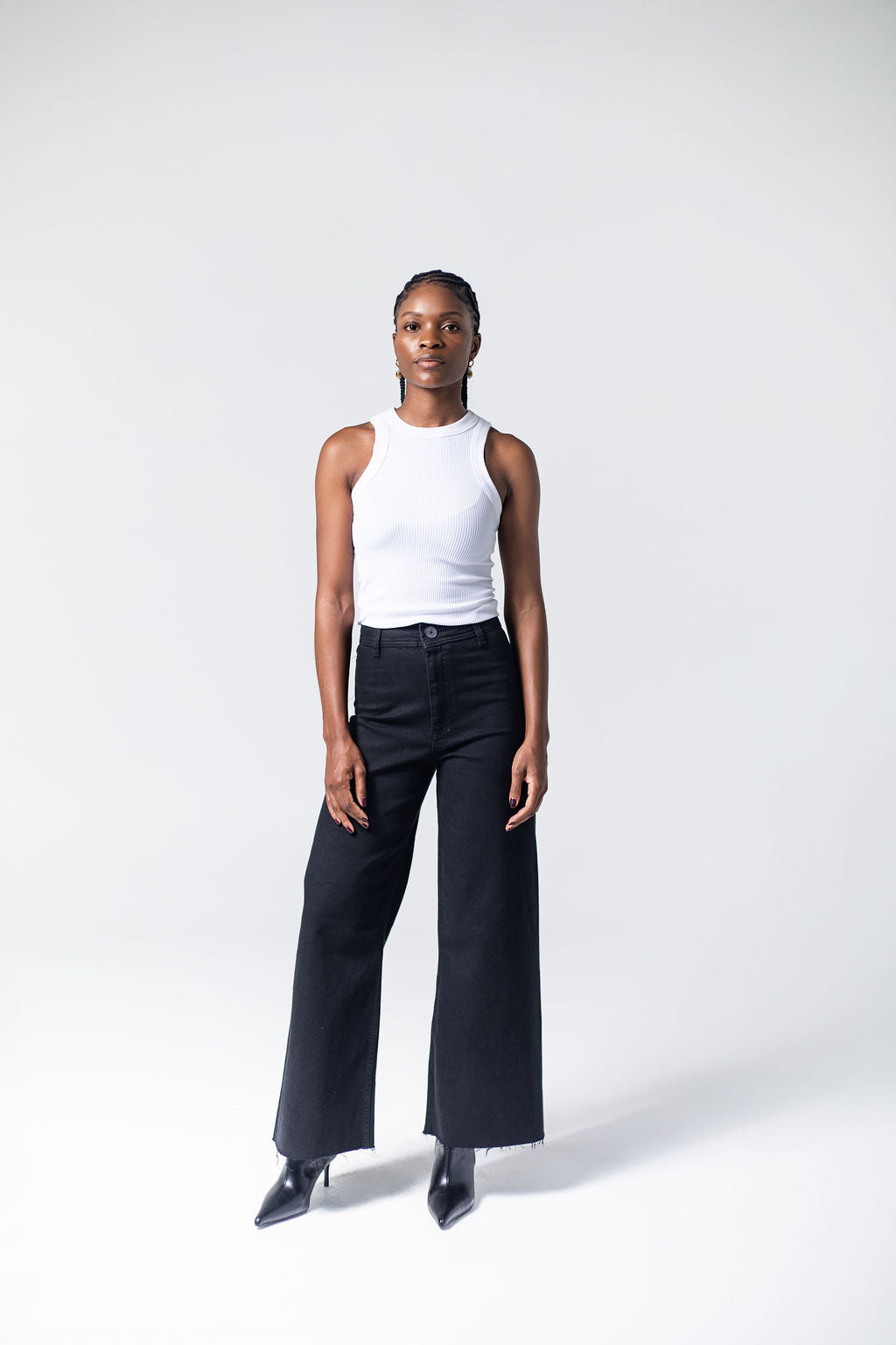 High Rise Wide-Leg Raw Edge Denims, Tukiya's Closet 